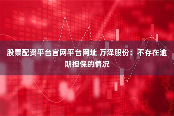 股票配资平台官网平台网址 万泽股份：不存在逾期担保的情况